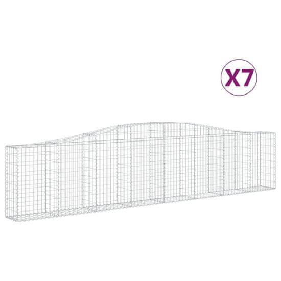 Vidaxl Klenuté gabionové koše 7 ks 400x30x80/100 cm pozinkované železo