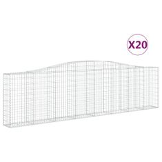 Vidaxl Klenuté gabionové koše 20ks 400x30x100/120cm pozinkované železo