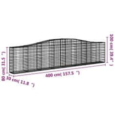 Petromila Klenuté gabionové koše 4 ks 400x30x80/100 cm pozinkované železo