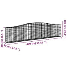 Petromila Klenuté gabionové koše 3 ks 400x30x80/100 cm pozinkované železo