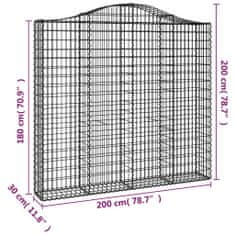 Vidaxl Klenuté gabionové koše 4 ks 200x30x180/200cm pozinkované železo