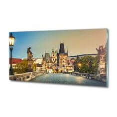 Wallmuralia Foto-obraz fotografie na skle Most Praha 125x50 cm 2 úchytky