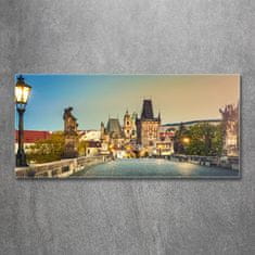 Wallmuralia Foto-obraz fotografie na skle Most Praha 125x50 cm 2 úchytky