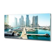 Wallmuralia Foto obraz fotografie na skle Marina Dubaj 125x50 cm 4 úchytky