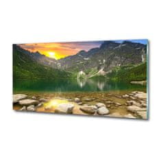 Wallmuralia Foto obraz skleněný horizontální Mořské oko Tatry 125x50 cm 4 úchytky