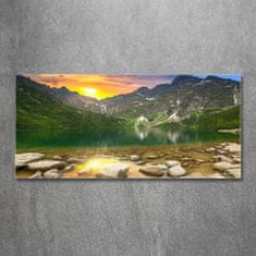 Wallmuralia Foto obraz skleněný horizontální Mořské oko Tatry 125x50 cm 4 úchytky