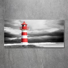 Wallmuralia Foto obraz fotografie na skle Maják 125x50 cm 4 úchytky