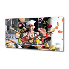 Wallmuralia Foto obraz fotografie na skle Kuchař recept 125x50 cm 4 úchytky