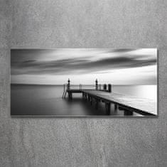 Wallmuralia Foto obraz skleněný horizontální Molo nad jezerem 125x50 cm 2 úchytky