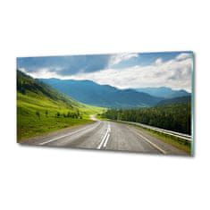 Wallmuralia Foto obraz sklo tvrzené Cesta v horách 125x50 cm 4 úchytky