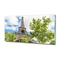 Wallmuralia Foto obraz fotografie na skle Eiffelova věž Paříž 125x50 cm 4 úchytky