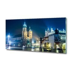 Wallmuralia Foto obraz fotografie na skle Krakov noc 125x50 cm 4 úchytky