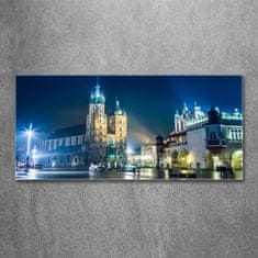 Wallmuralia Foto obraz fotografie na skle Krakov noc 125x50 cm 4 úchytky