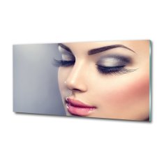 Wallmuralia Foto-obraz fotografie na skle Ideální make up 125x50 cm 4 úchytky