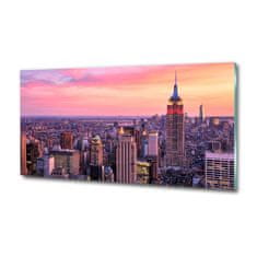 Wallmuralia Foto obraz skleněný horizontální New York západ 125x50 cm 2 úchytky