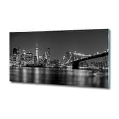 Wallmuralia Foto obraz fotografie na skle Manhattan noc 125x50 cm 4 úchytky