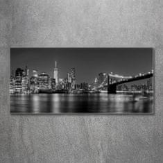 Wallmuralia Foto obraz fotografie na skle Manhattan noc 125x50 cm 4 úchytky