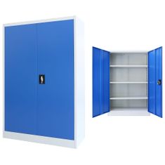 shumee Kancelářská skříň kovová 90 x 40 x 140 cm šedo-modrá