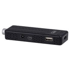 Trevi Set-top box , HE 3362 T2, mini, dálkové ovládání, IR senzor s displejem, kabel se zástrčkou USB, 5V 1A /100-240V 50/60Hz