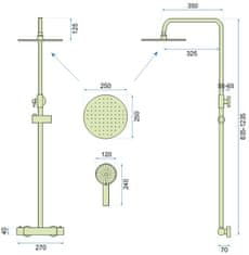 REA Sprchový set s termostatem Vincent černý - termostatická baterie, dešťová a ruční sprcha