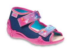 Befado dívčí sandálky PAPI 242P064 tmavě modré, motýlci, kožená stélka velikost 18