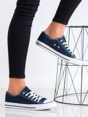 Amiatex Trendy modré dámské tenisky bez podpatku + Ponožky Gatta Calzino Strech, odstíny modré, 38