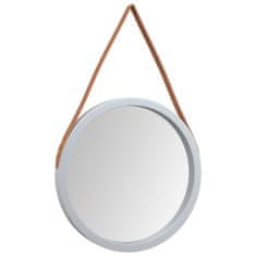 Vidaxl Nástěnné zrcadlo s popruhem stříbrné Ø 45 cm