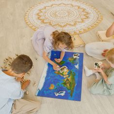 Ulanik Podlahové puzzle "Mapa Země s figurkami zvířat"