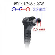 Akyga Nabíječka na notebook 19V/4.74A/90W 5.5x2.5mm pro Asus/Toshiba/HP/Lenovo