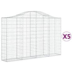 Vidaxl Klenuté gabionové koše 5 ks 200x30x120/140cm pozinkované železo