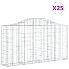 Vidaxl Klenuté gabionové koše 25ks 200x30x100/120cm pozinkované železo