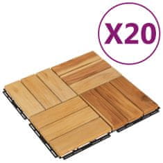 Vidaxl Terasové dlaždice 20 ks 30 x 30 cm masivní teakové dřevo