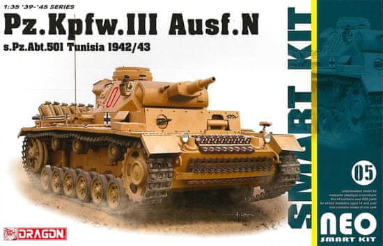 Dragon Pz.Kpfw.III Ausf.N s.Pz.Abt.501 Tunisia 1942/43 (Neo Smart Kit), Model Kit 6956, 1/35