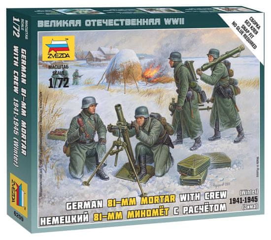 Zvezda figurky německý minomet 80 mm s obsluhou, zimní uniformy, Wargames (WWII) 6209, 1/72