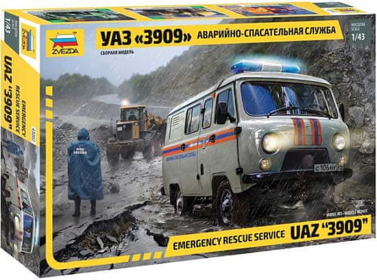 Zvezda UAZ 3909 Buchanka, záchranná služba - Buchanka, Model Kit 43002, 1/43