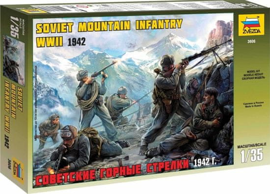 Zvezda figurky sovětské horské jednotky WWII, Model Kit 3606, 1/35