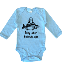 Hobbytriko Vtipné body pro miminko - Jaký otec takový syn (rybář) Barva: Bledě modrá, Velikost: 0-3 m, Délka rukávu: Dlouhý rukáv