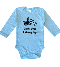 Hobbytriko Vtipné body pro miminko - Jaký otec takový syn / dcera (motorka) Barva: Tmavě modrá, Velikost: 0-3 m, Délka rukávu: Dlouhý rukáv