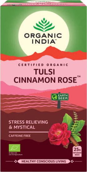 Organic India Tulsi skořice s růží, 25 sáčků