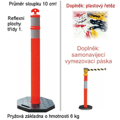 Traiva Ohraničovací mobilní sloupek Dopravní sloupek – reflexní Sloupek - Výška: 115 cm - Průměr: 10 cm - Kód: 13344