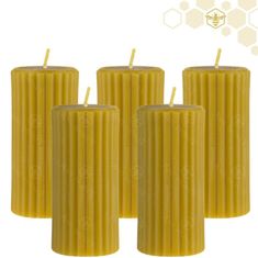 Ami Honey Sada 5 svíček z přírodního včelího vosku – Ploskočelka šestipásá 90 mm