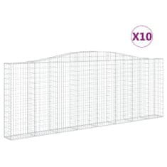 Vidaxl Klenuté gabionové koše 10ks 400x30x140/160cm pozinkované železo