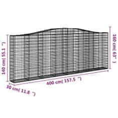 Petromila Klenuté gabionové koše 2 ks 400x30x140/160cm pozinkované železo