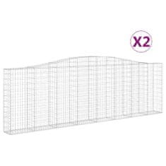 Greatstore Klenuté gabionové koše 2 ks 400x30x120/140cm pozinkované železo