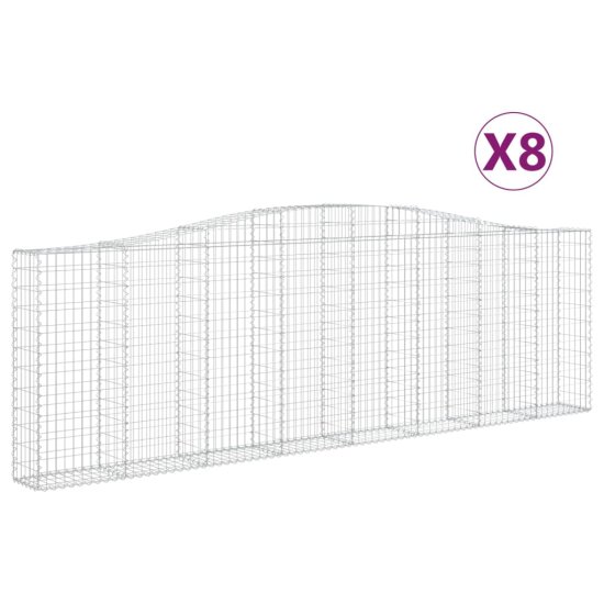 Vidaxl Klenuté gabionové koše 8 ks 400x30x120/140cm pozinkované železo