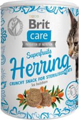 Brit Cat Snack pamlsky pro dospělé kastrované kočky se sleděm a rakytníkem, 100 g
