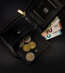 Always Wild Kožená hranatá pánská peněženka se zipem v retro stylu, RFID