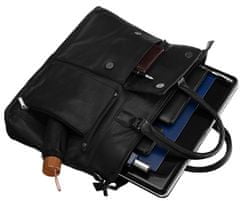 Nobrand Obdélníková taška na notebook z přírodní kůže s nastavitelným popruhem