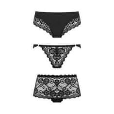 PantyRebel Underneath Eden Panties Set 3ks (Black), komplet krajkové kalhotky S/M