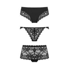 PantyRebel Underneath Eden Panties Set 3ks (Black), komplet krajkové kalhotky S/M